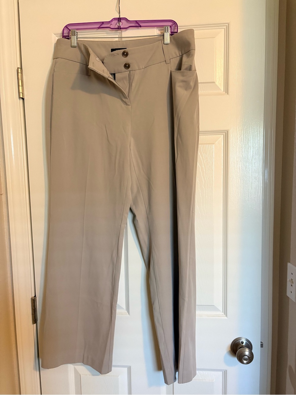 Talbots Light Taupe Straight-Leg Trousers